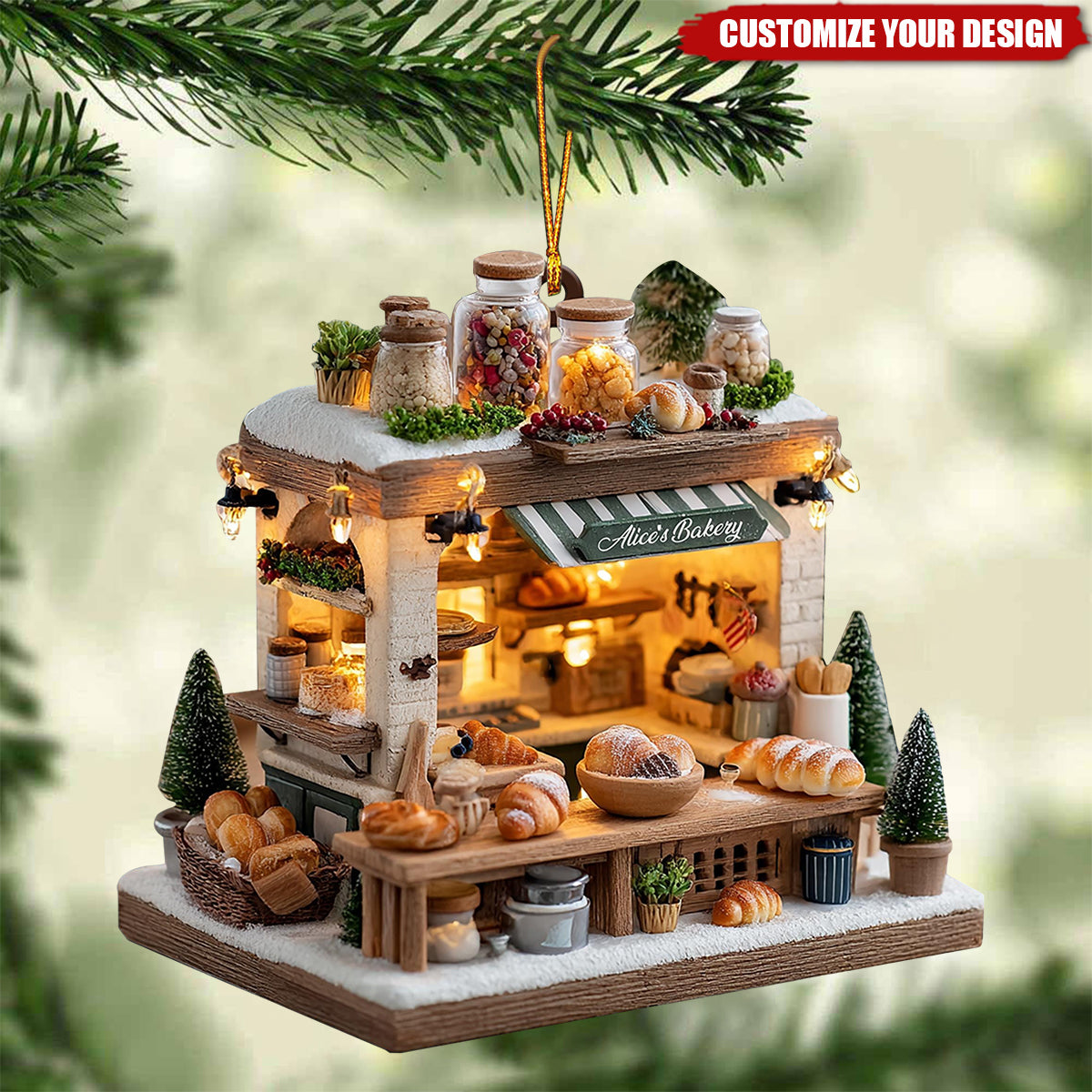 Personalized Bakery Christmas Ornament, Custom Name Bakery Keepsake 2025 Gift