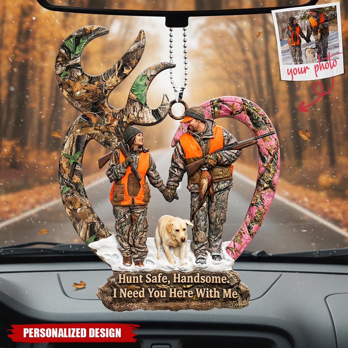 Couple Hunting-Personalized Photo Car Hanging Ornament-Gifts For Couple