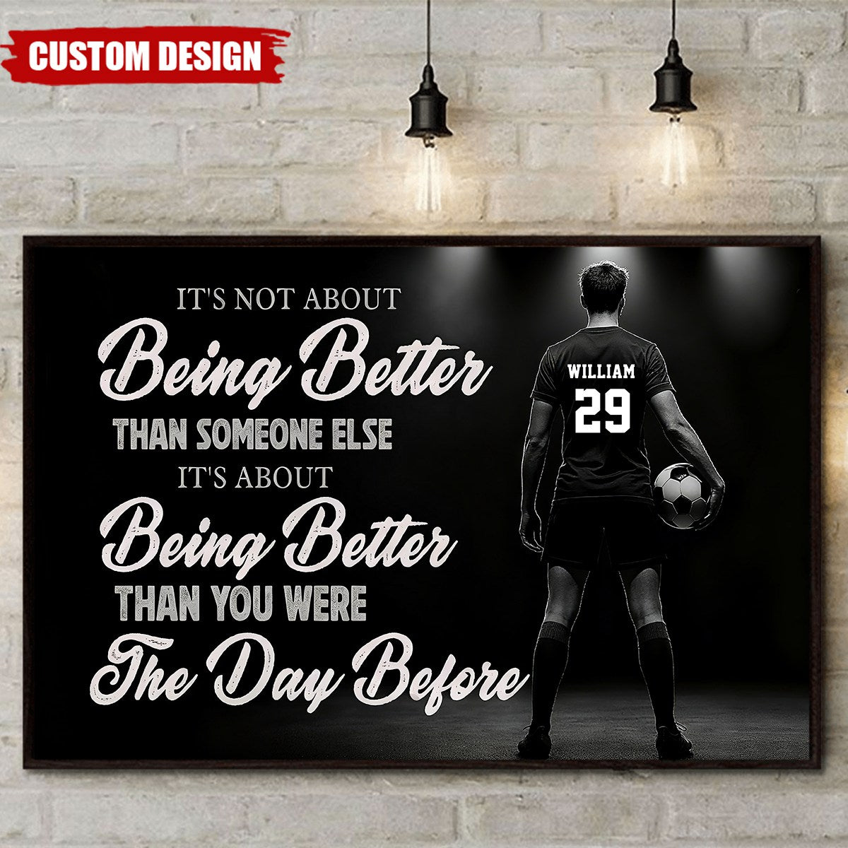 Motivational Soccer Girl Canvas Painting, It's About Being Better Wall Art Decor, Poster Gift For Soccer Lovers