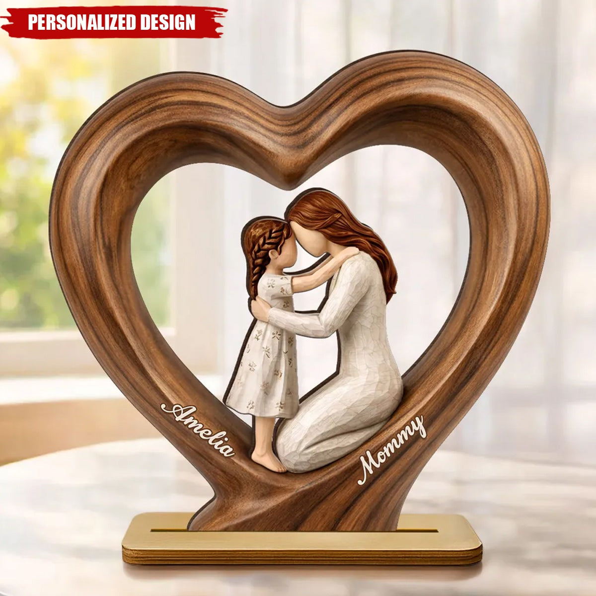 Mom and Daughter Son-Personalized Wooden Plaque-Mother's Day Gift for Mom, Wife