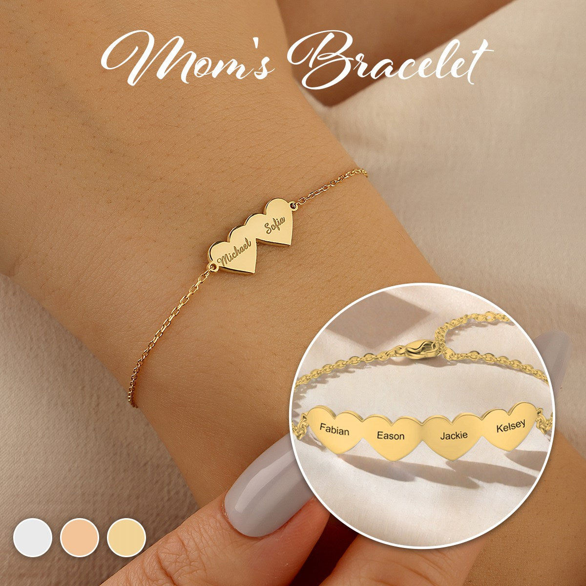 Personalized Multiple Name Love Heart Bracelet-Gift For Mom