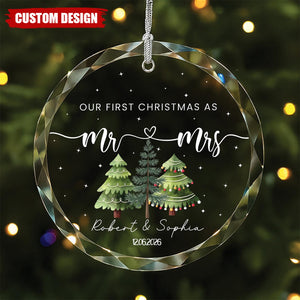 Our First Christmas As Mr & Mrs - Personalized Glass Ornament - Gift for Newlywed, Gift for Couple