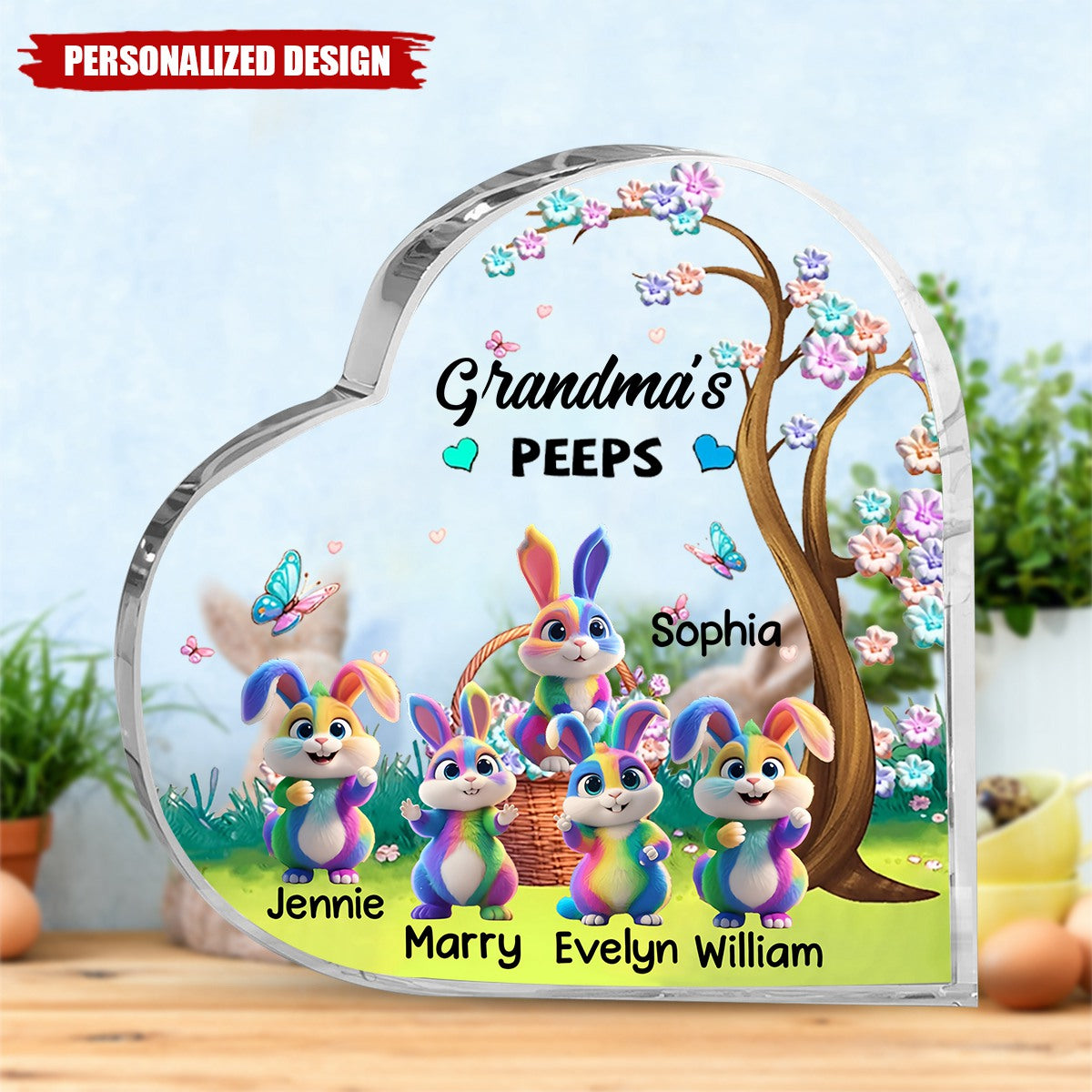 Grandma's Marshmallow Rabbit-Personalized Heart Acrylic Plaque