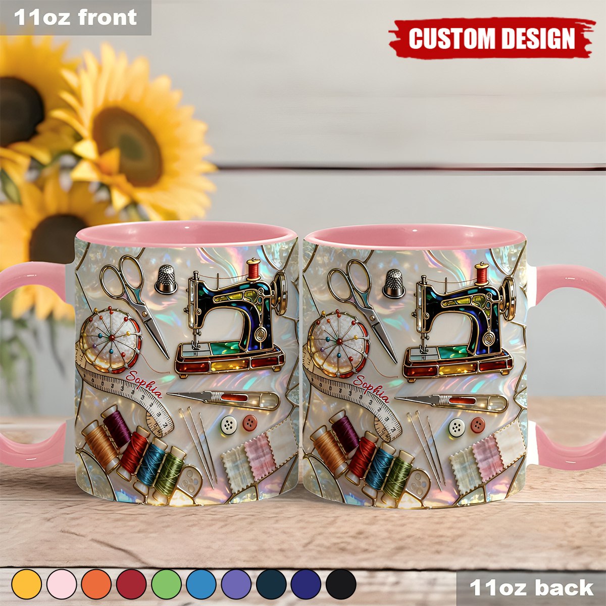 Personalized Sewing Accent Mug -Gift For Sewing Lover