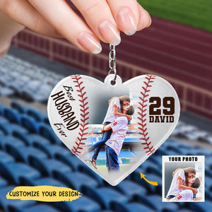 Personalized Gift For Baseball Couple Keychain Best Husband Ever
