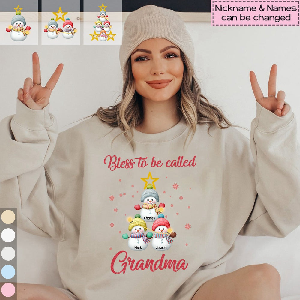 Personalized Snowman Kids Christmas Tree Sweatshirt