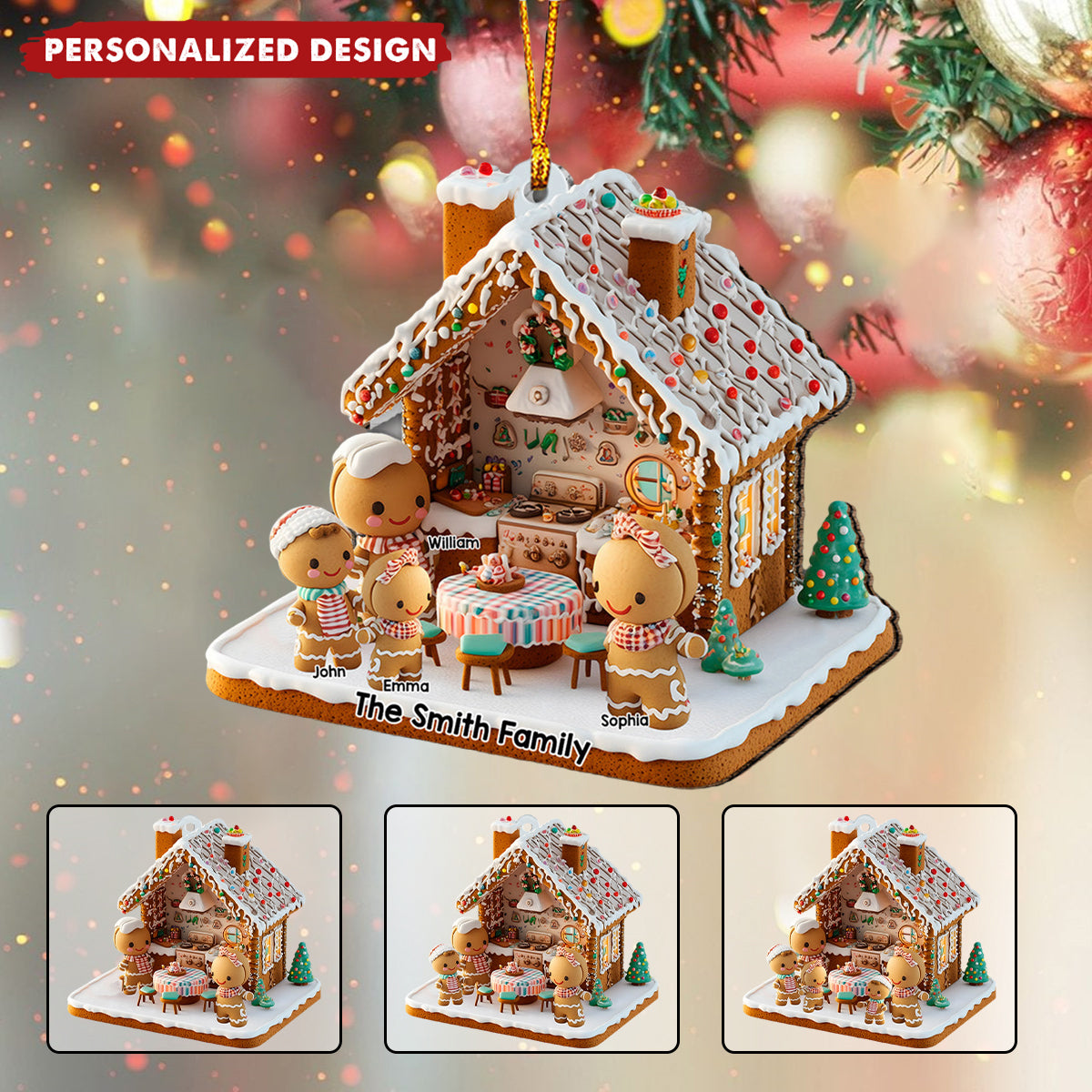 Ginger Bread Family - Personalized Family Ornament