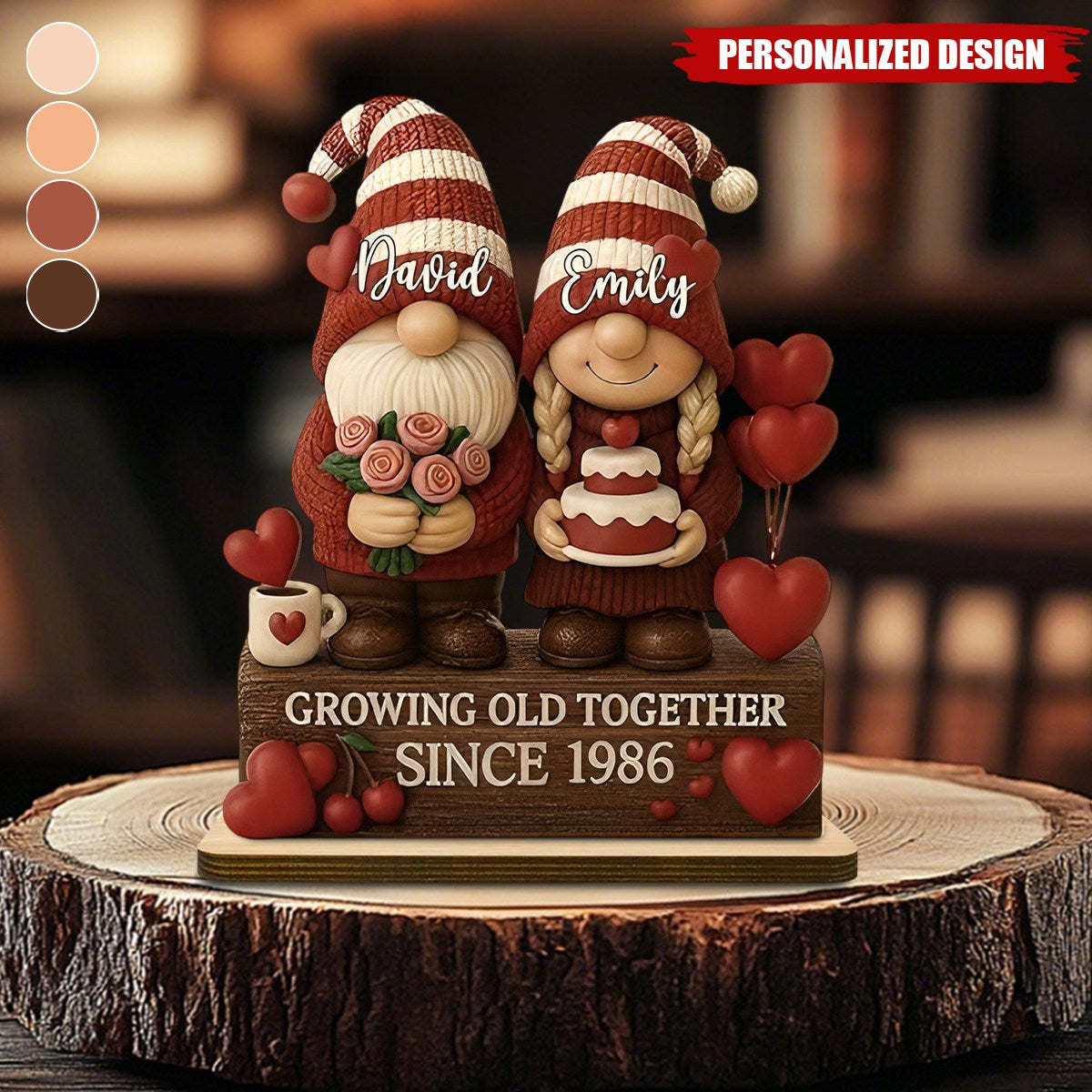 Personalized Growing Old Together Couple Plaque | Standing Wood Sign, Gift For Couples And Grandparents