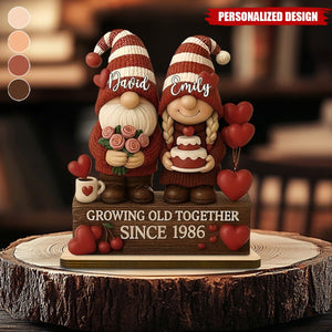 Personalized Growing Old Together Couple Plaque | Standing Wood Sign, Gift For Couples And Grandparents