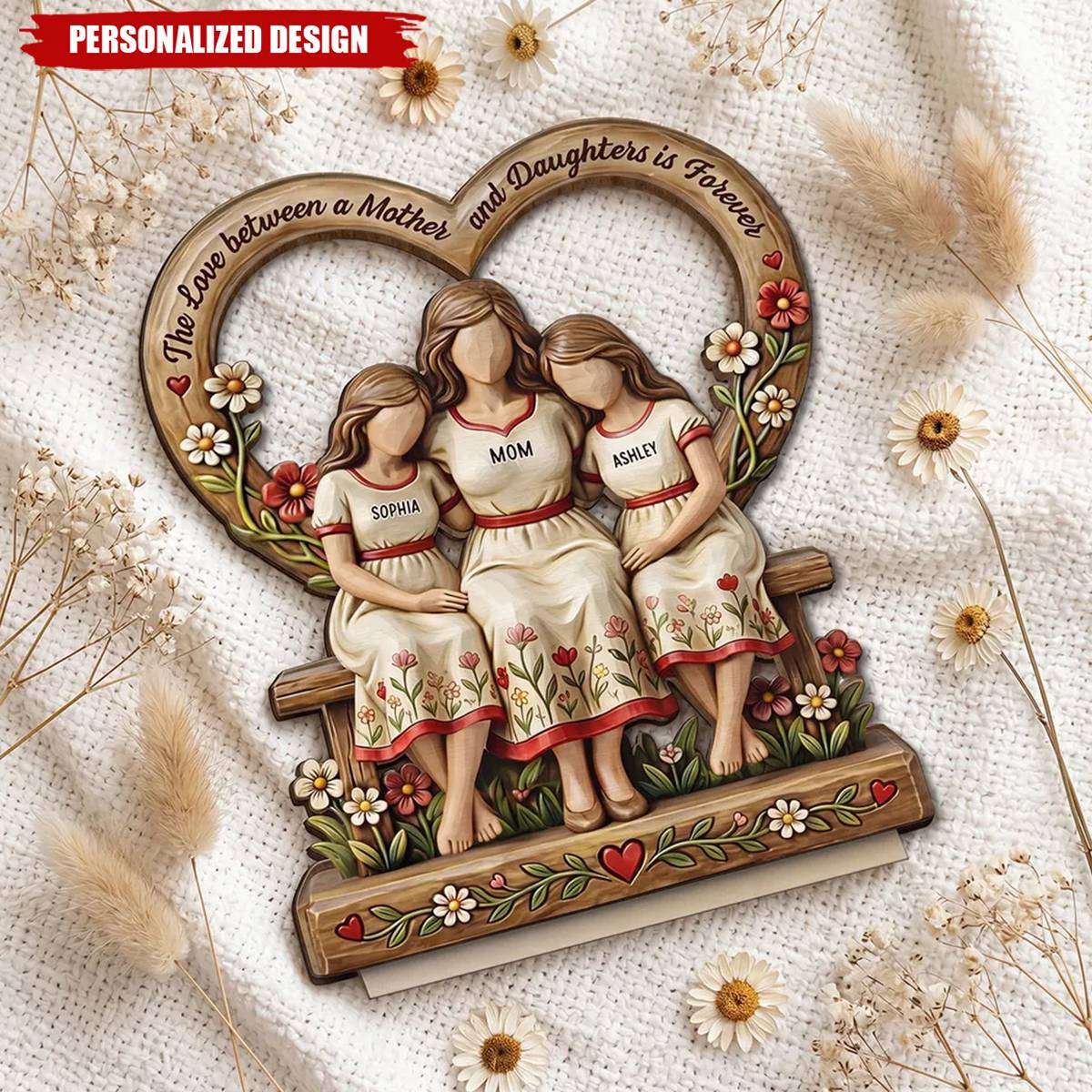 Rooted in Love Mother Daughters-Personalized Wooden Plaque-Gift For Mom