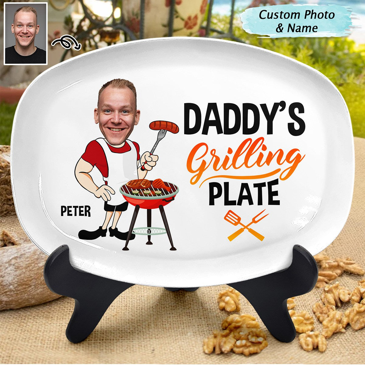 Daddy's Grilling Plate - Personalized Photo Plate