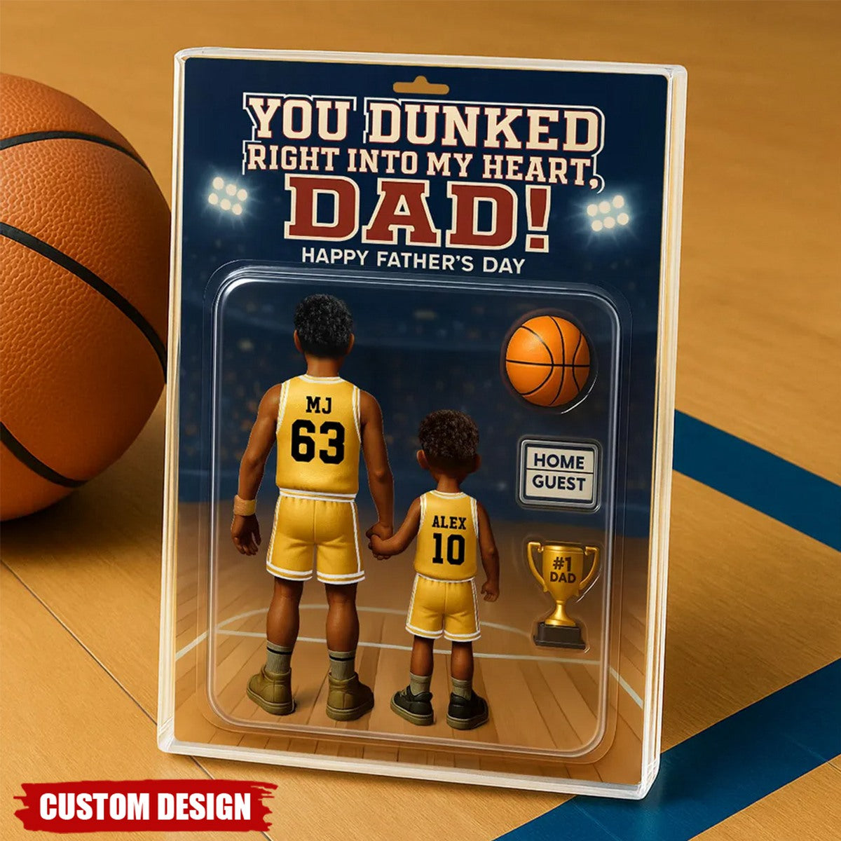 You Dunked Right into my Heart Dad - Personalized Basketball Shaped Acrylic Plaque