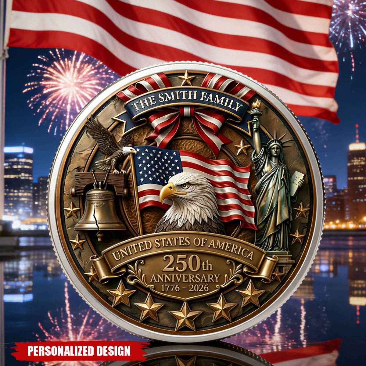 America 250th Anniversary Patriotic 2026 - Personalized Coin