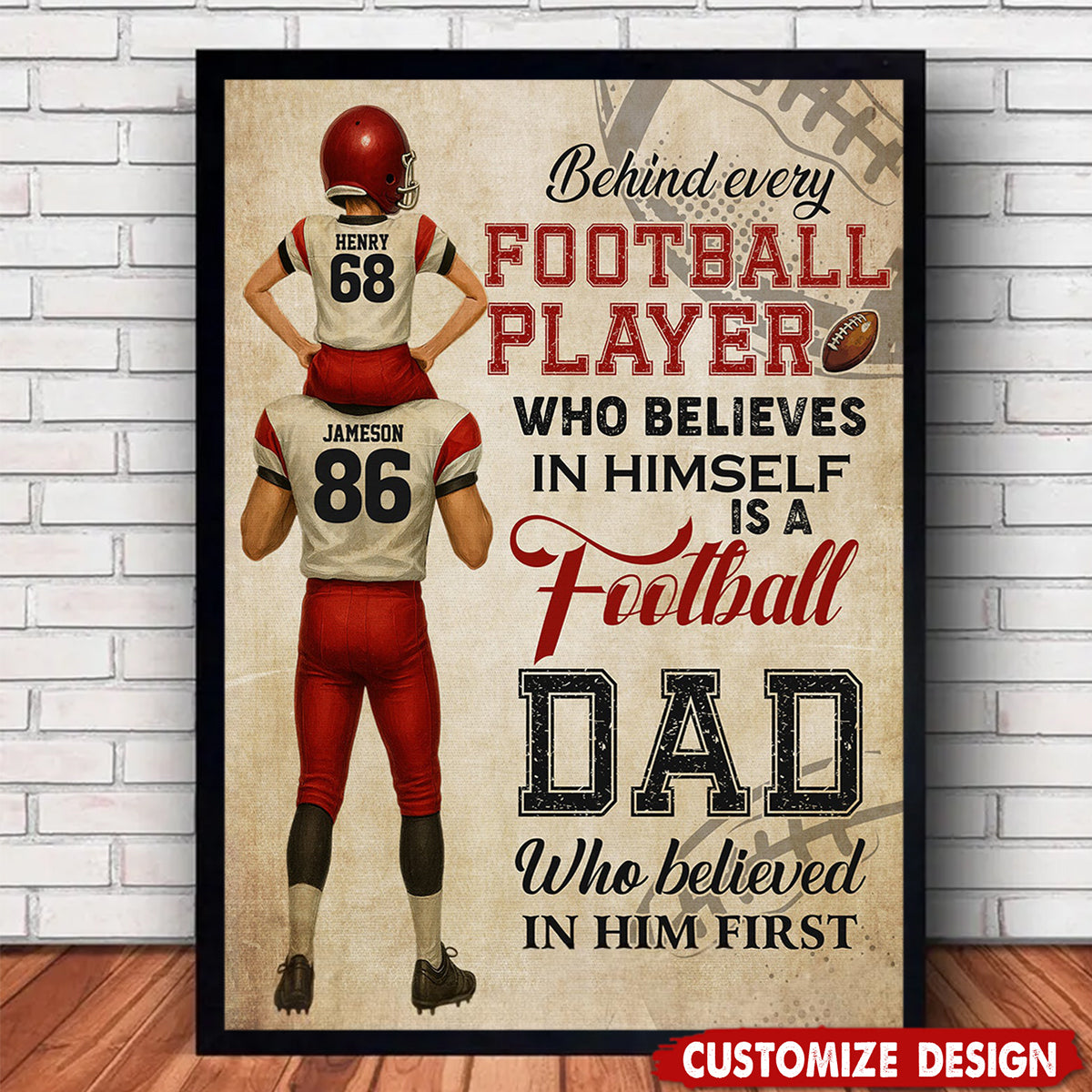 Personalized American Football Dad Son Poster - Birthday,Father's Day Gift For American Football Lovers