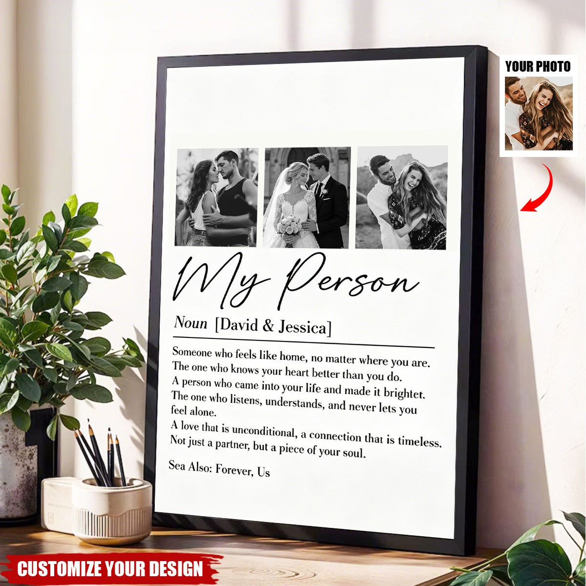 Personalized "My Person" Custom Couple Photo Canvas Poster