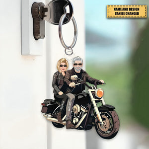 Grumpy Biker And His Wife - Gift For A Biker - Personalized Custom Acrylic Keychain