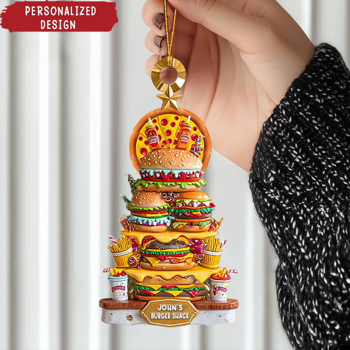 Personalized Burger Christmas Ornament 2025