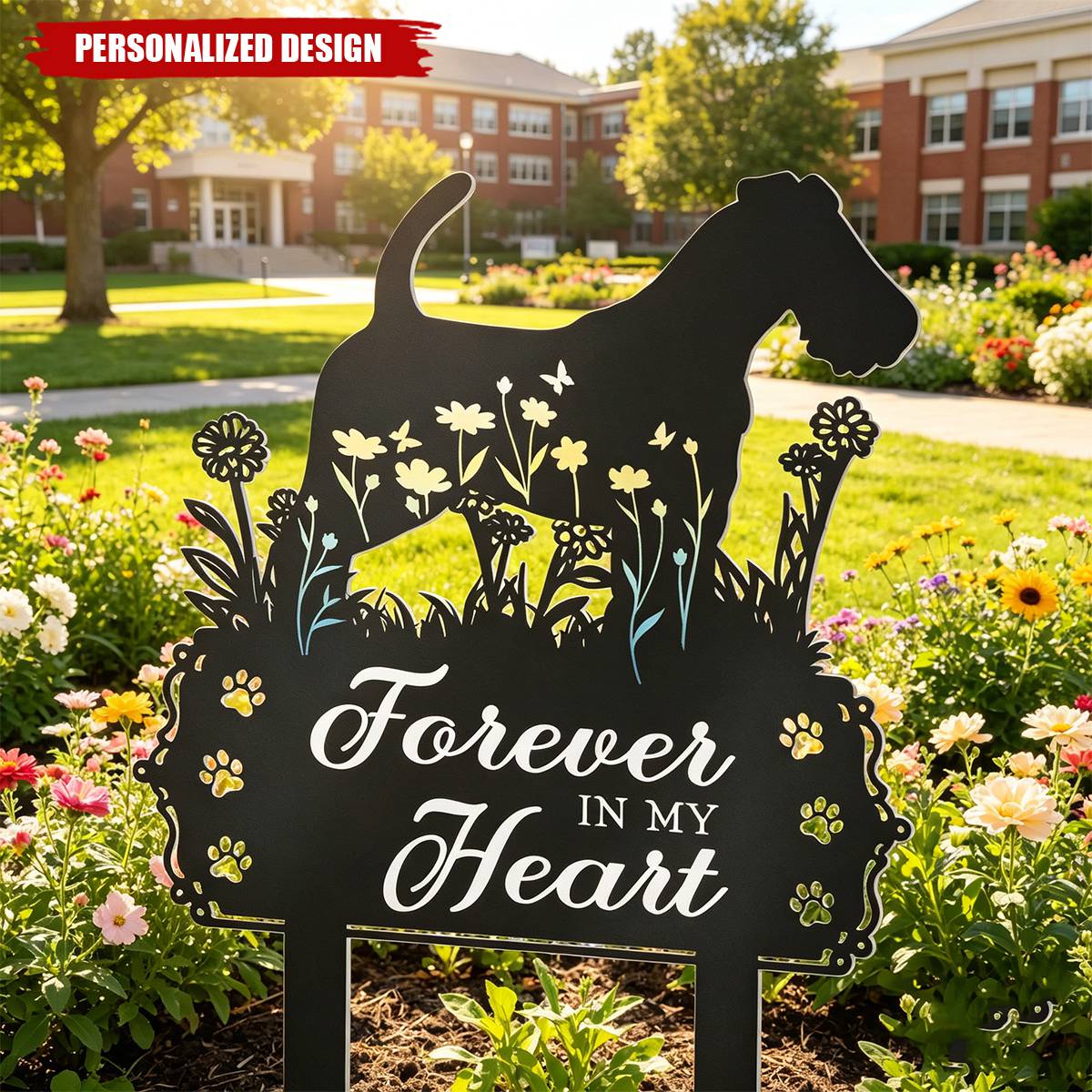 Personalized Dog Metal Garden Stake With Quote, Floral Silhouette Yard Decor, Unique Gift for Pet Owners