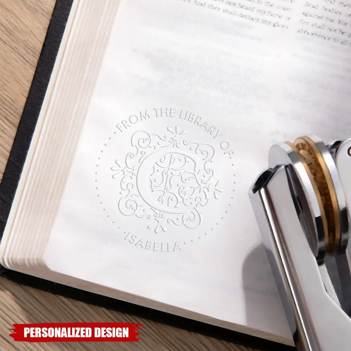 Personalized Gothic Monogram Hand Held Embosser Envelope Stamp