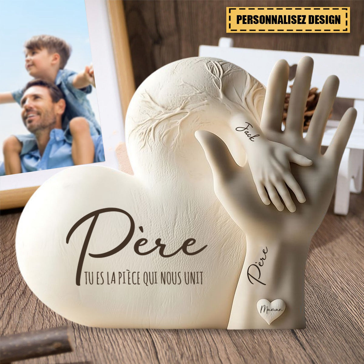 Papa Tu Es La Pièce Qui Nous Unit - Plaque Personnalisée En Acrylique, Cadeau Pour La Fête Des Pères