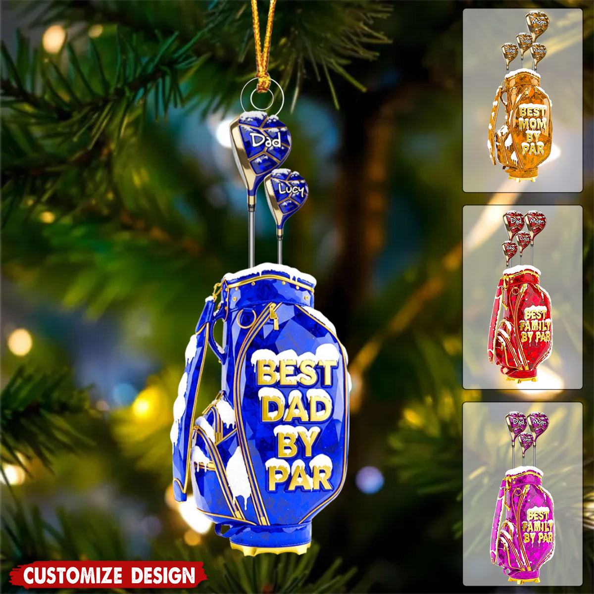 Golf Family Hand Christmas Ornament - Personalized Gifts For Family