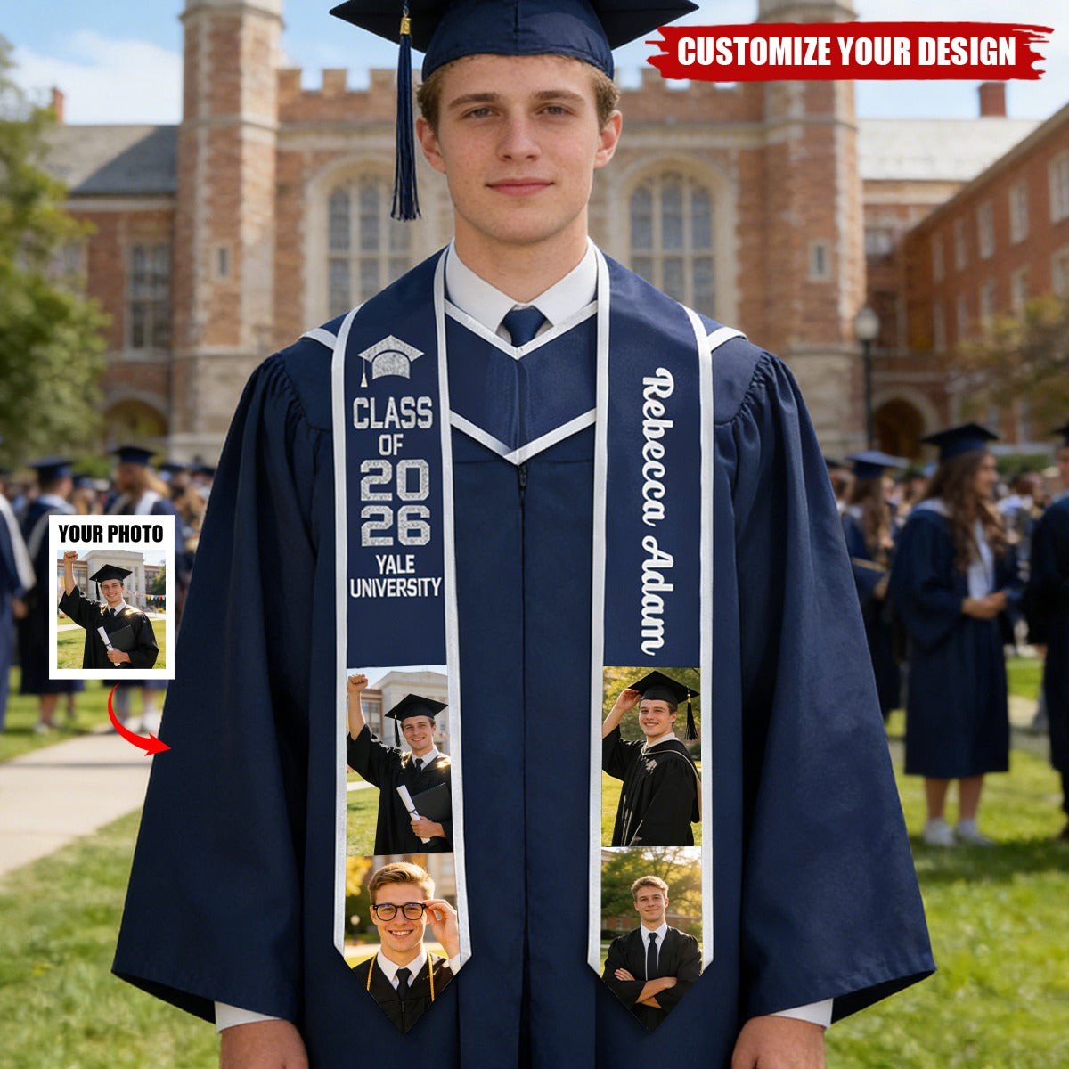 Custom Photo Graduation Stoles Personalized Class of 2026 Sash