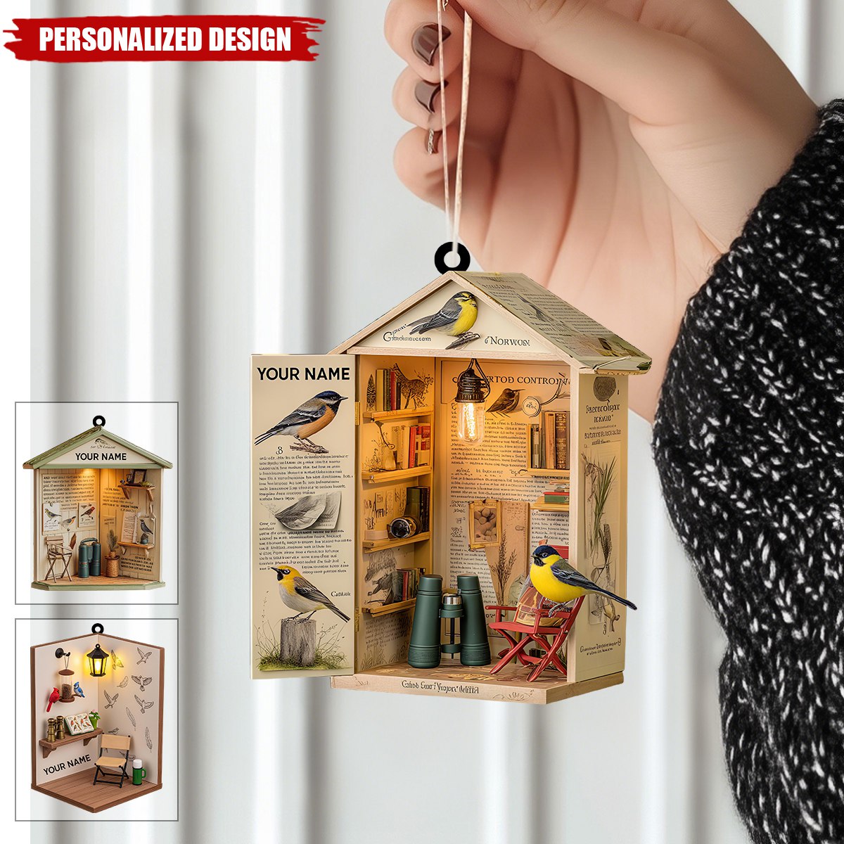 Personalized Birdwatcher Christmas Ornament-Nature Holiday Keepsake