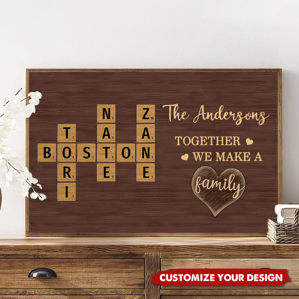 Family Whole Lot Of Love Crossword Puzzle Art - Personalized Horizontal Poster - Gift For Family Members, Mom and Dad