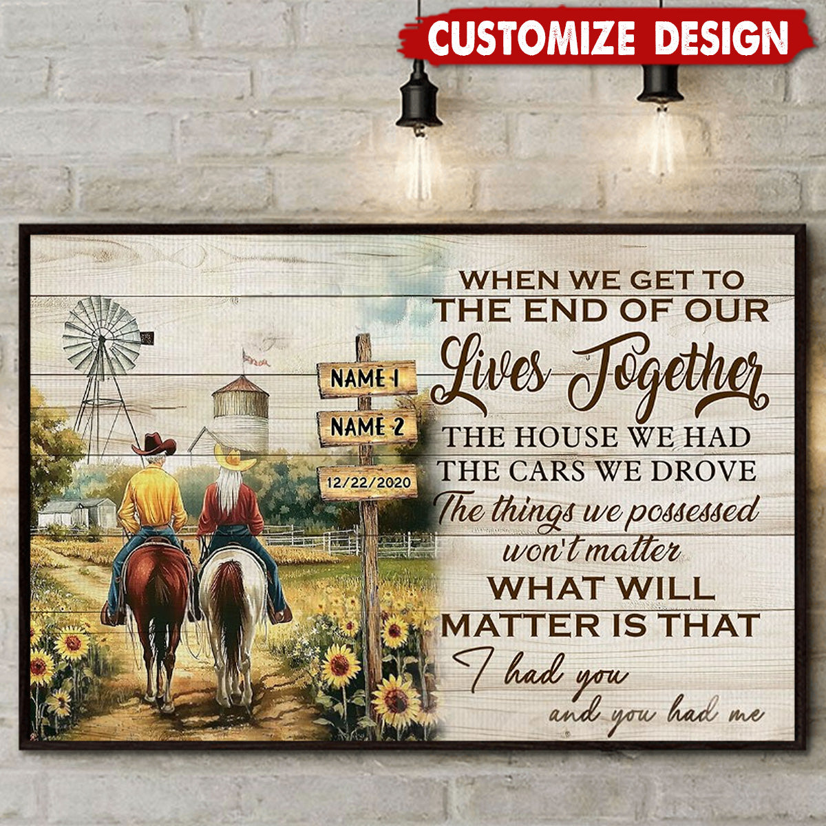 When We Get To The End Of Our Lives Together-Personalized Vintage Couple Cowboy & Cowgir Poster-Gift For Rodeo-Loving Couple