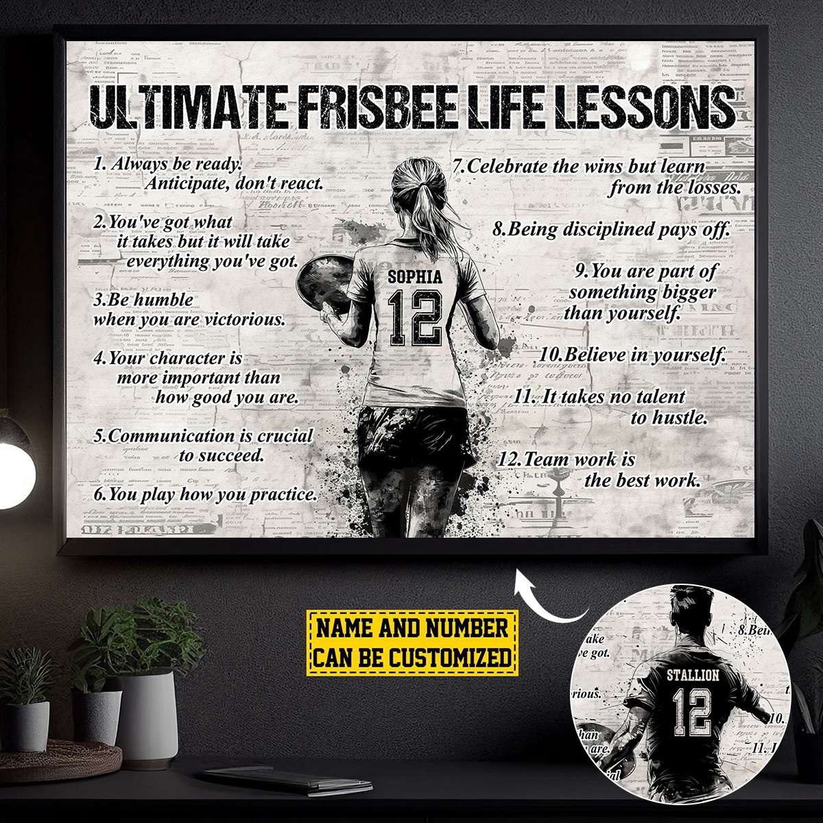 Personalized Ultimate Frisbee Life Lessons Poster- Gift For Ultimate Frisbee Lovers