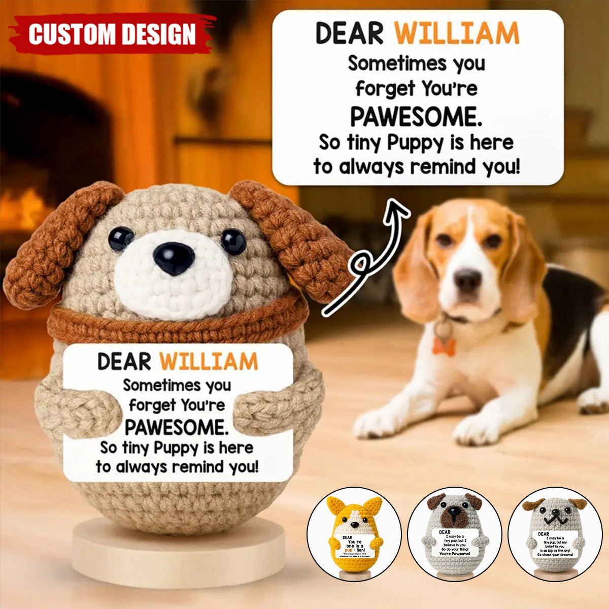 I May Be A Tiny Dog - Personalized Doll Crochet With Custom Card