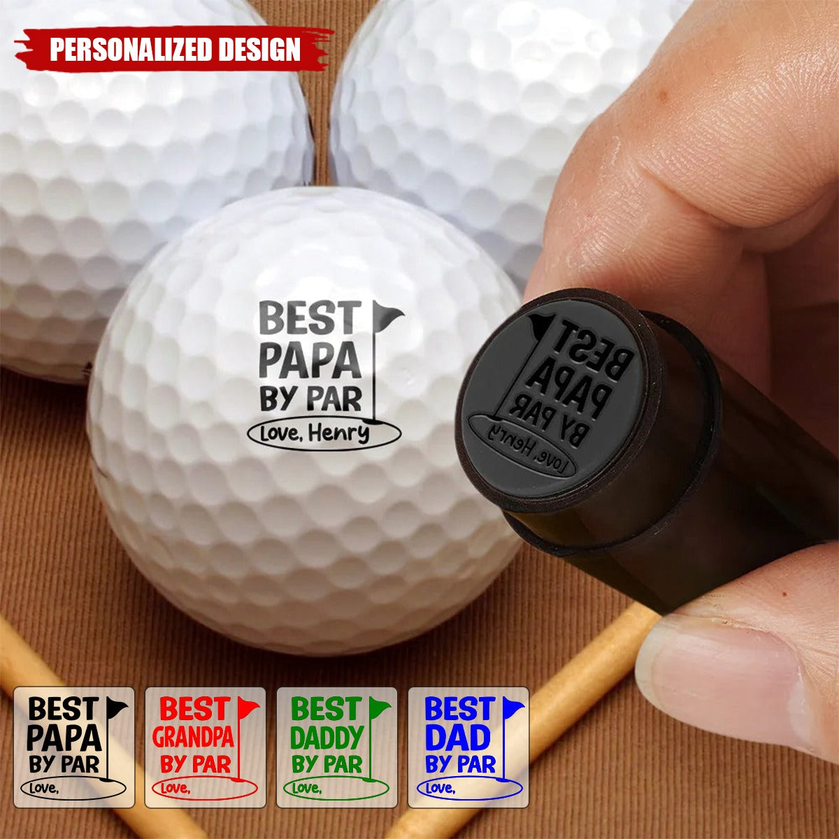 Best Dad By Par-Personalized Golf Ball Stamp With Metal Storage Box