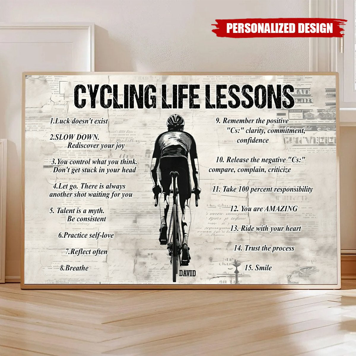 Personalized Cycling Life Lessons Poster