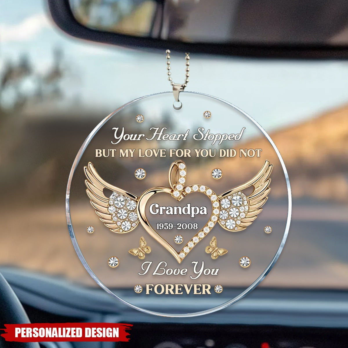 My Love For You Never Stops-Personalized Car Ornament