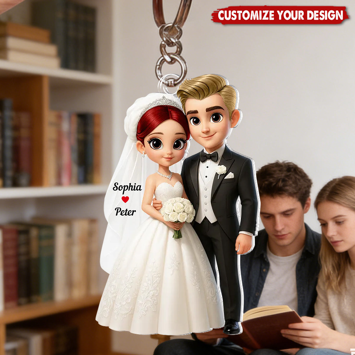 Personalized Cartoon Married Couple Keychain - Gift for Couple