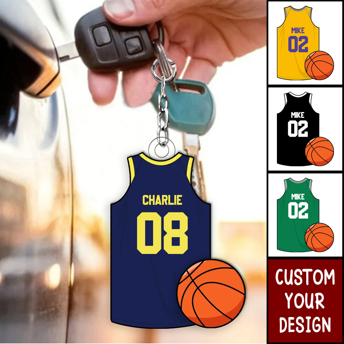 Basketball Jersey Personalized Acrylic Keychain, Gift For Son, Husband, Him