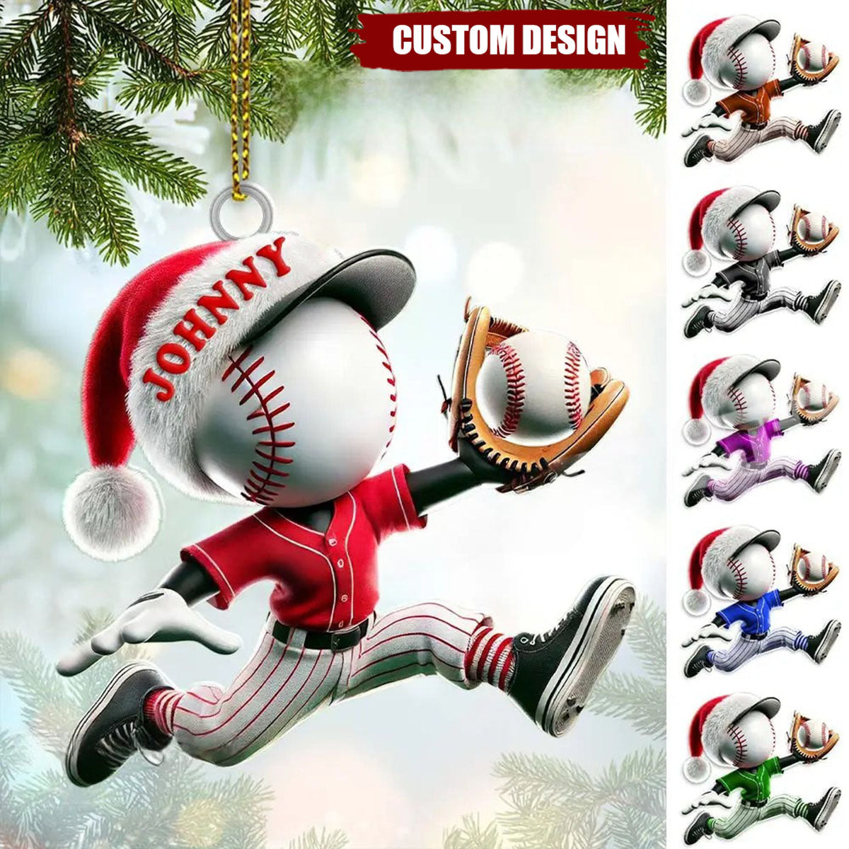 Custom Name Baseball Ornament, Christmas Gift for Baseball Lover