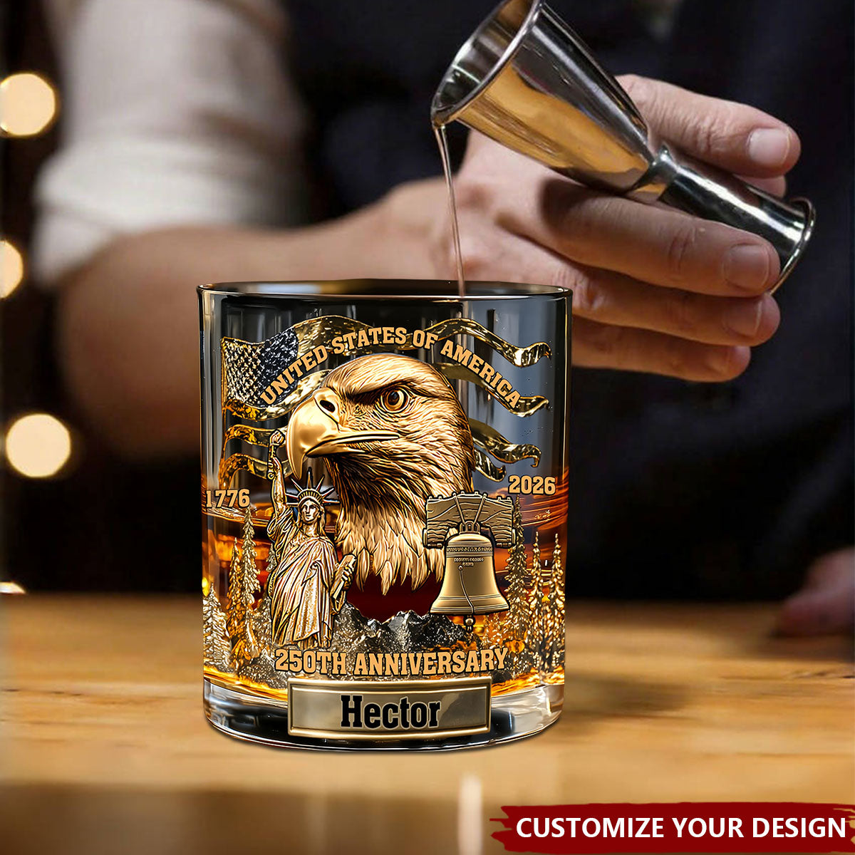 Eagle & Liberty - Personalized Bald Eagle Whiskey Glass