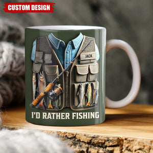 I'd Rather Be Fishing - Personalized Mug, Gift For Fishing Enthusiasts