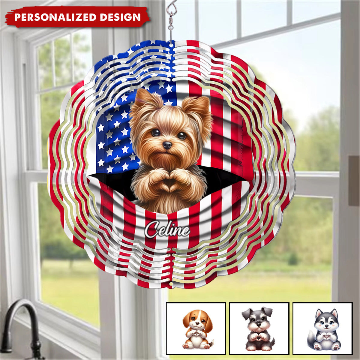 Paws And Freedom-Personalized Dog Wind Spinner