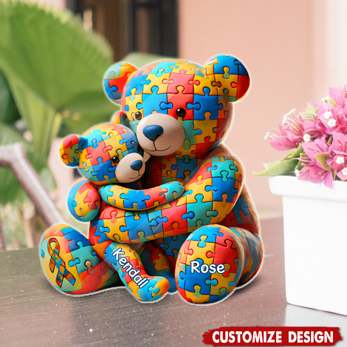 Personalized Gifts For Autism Acrylic Plaque Bear Mother and Kid