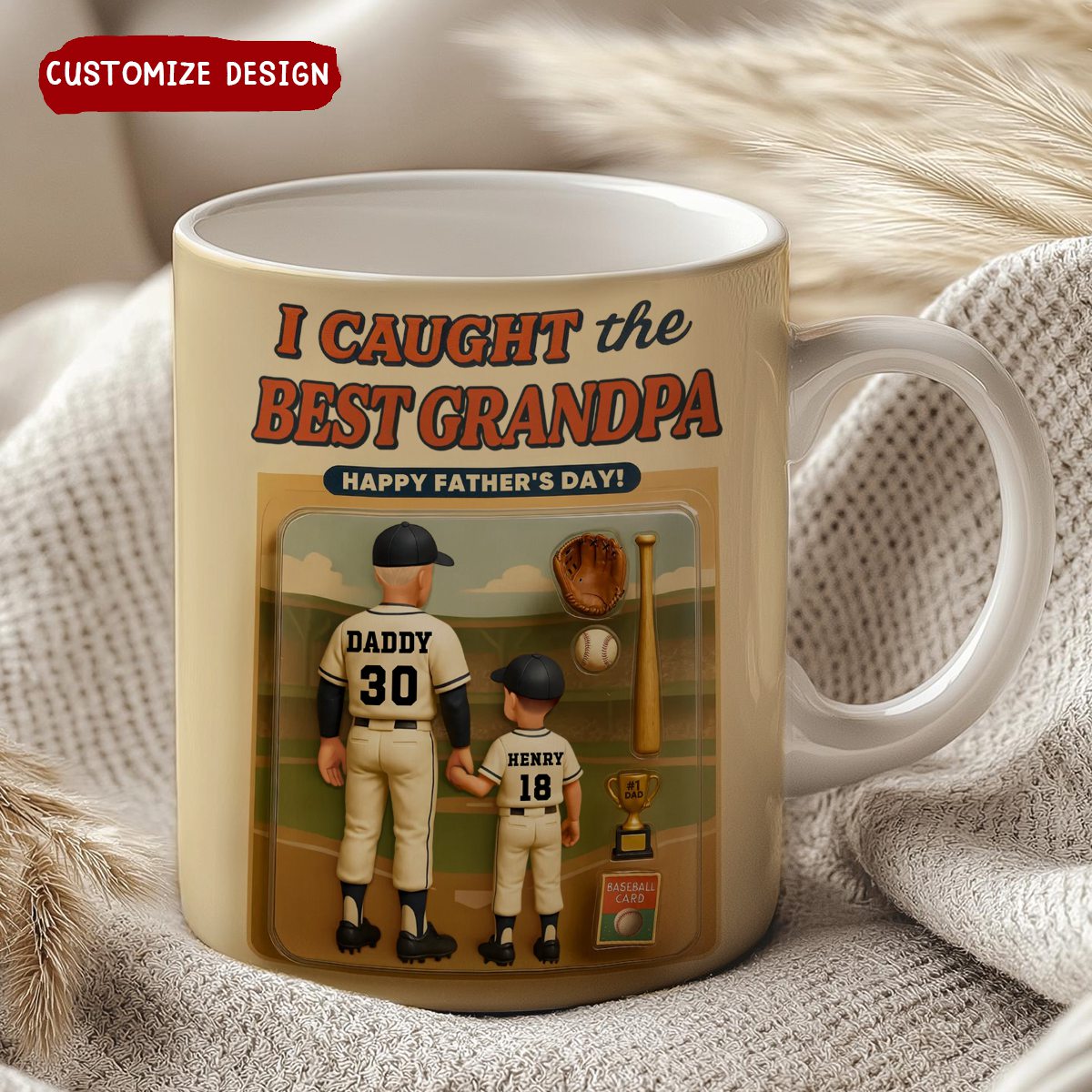 We Caught the Best Dad Baseball Personalized Mug, Father's Day Gift for Dad