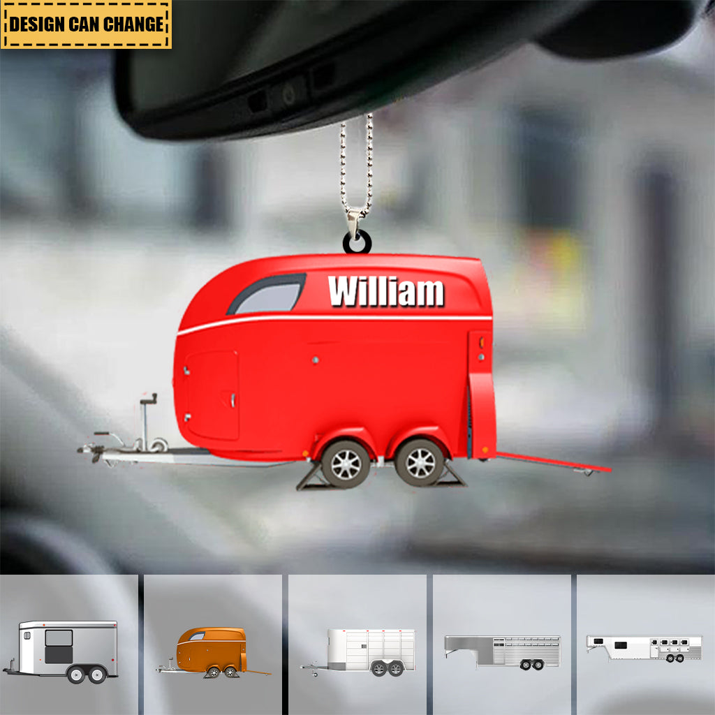 Personalized Horse Transport Trailer Acrylic Car / Christmas Ornament