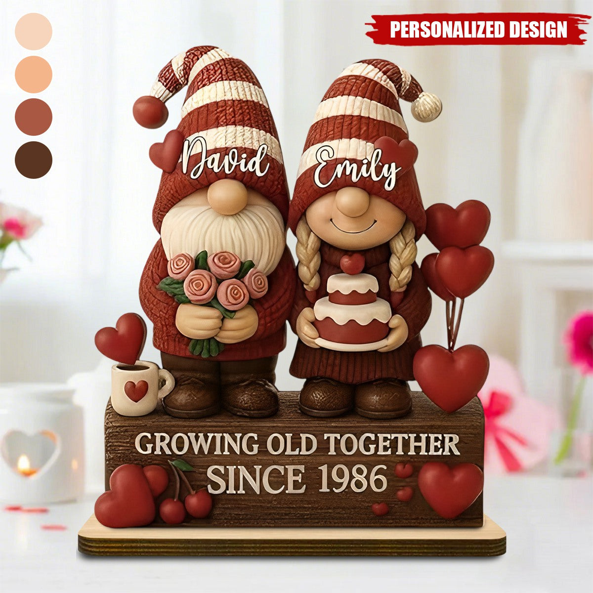 Personalized Growing Old Together Couple Plaque | Standing Wood Sign, Gift For Couples And Grandparents
