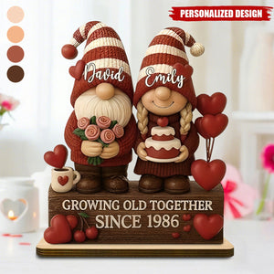 Personalized Growing Old Together Couple Plaque | Standing Wood Sign, Gift For Couples And Grandparents
