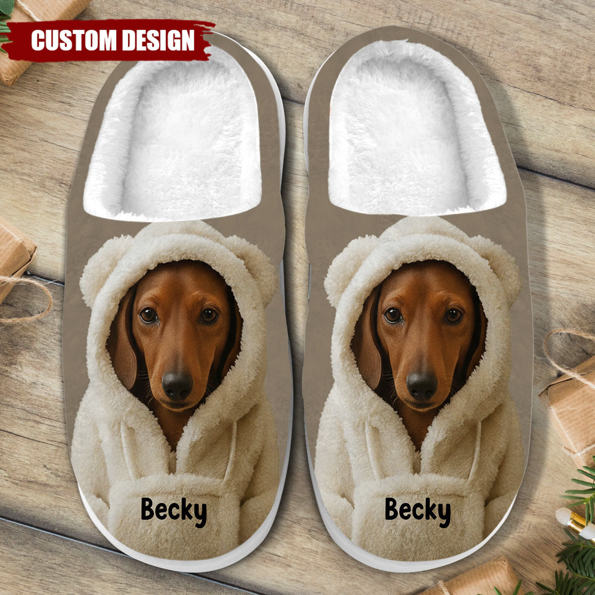 Dog In Winter Hoodie - Personalized Dog Slippers