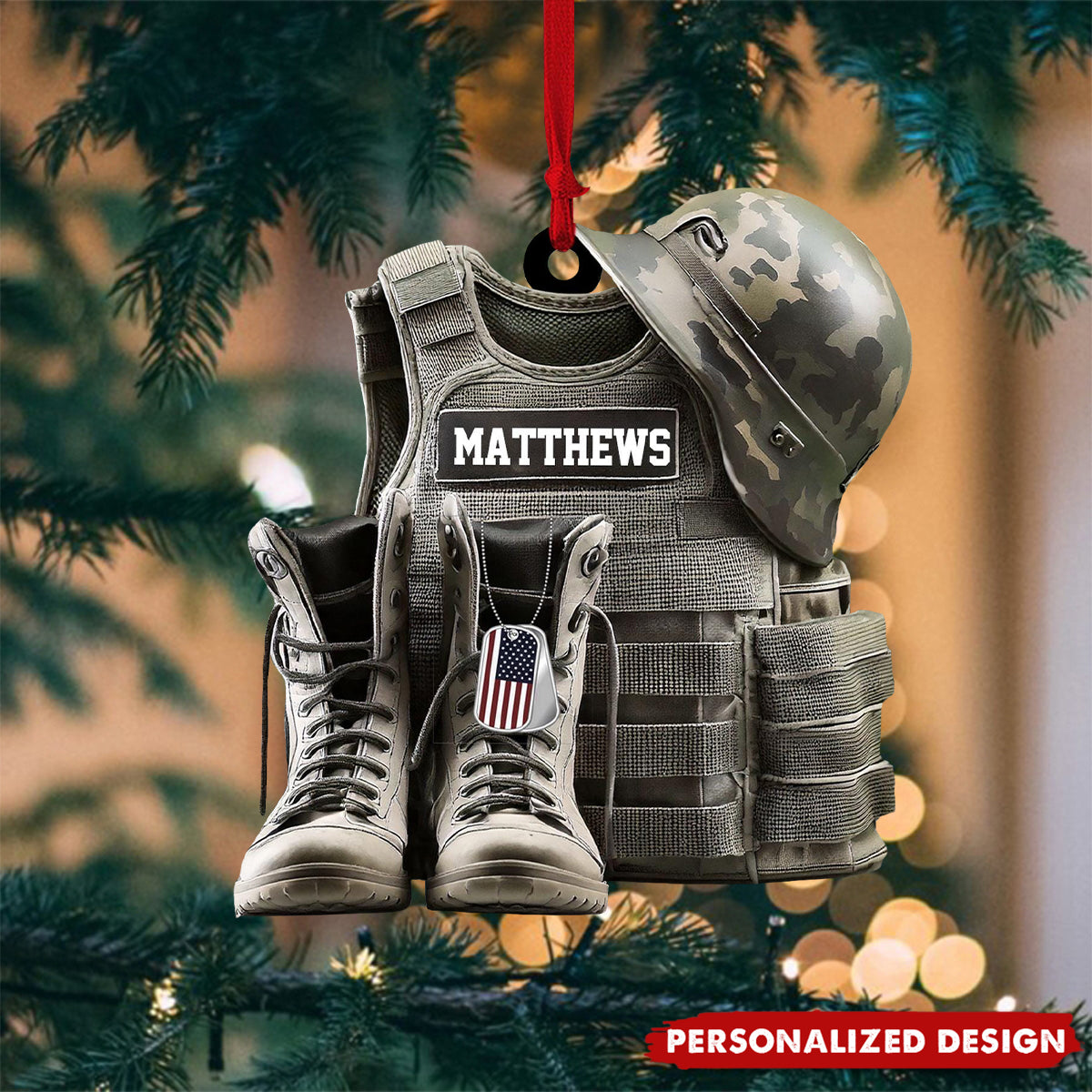 Personalized Veteran Military Christmas Ornament-Gift For Dad Grandpa