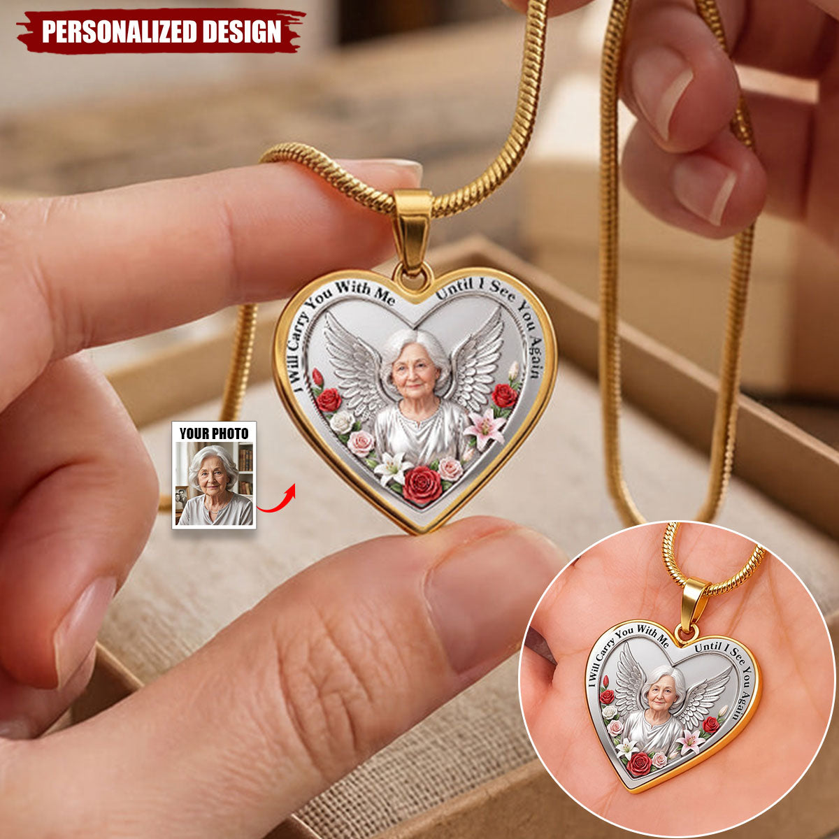 I Will Carry You With Me Until I See You Again-Personalized Heart Necklace