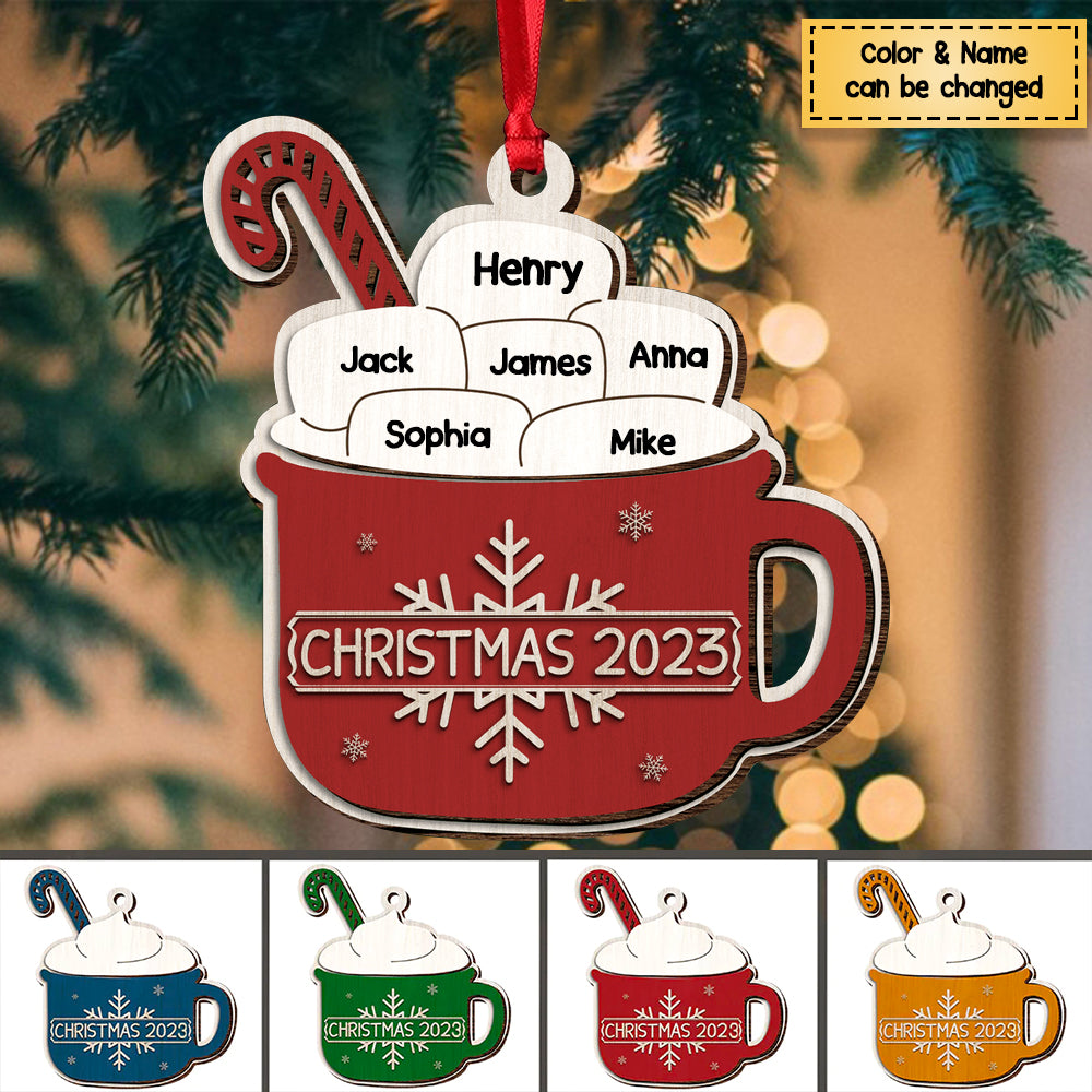 Family - Sugar Cocoa Marshmallows - Personalized Arcylic Ornament - Gift For Family Members