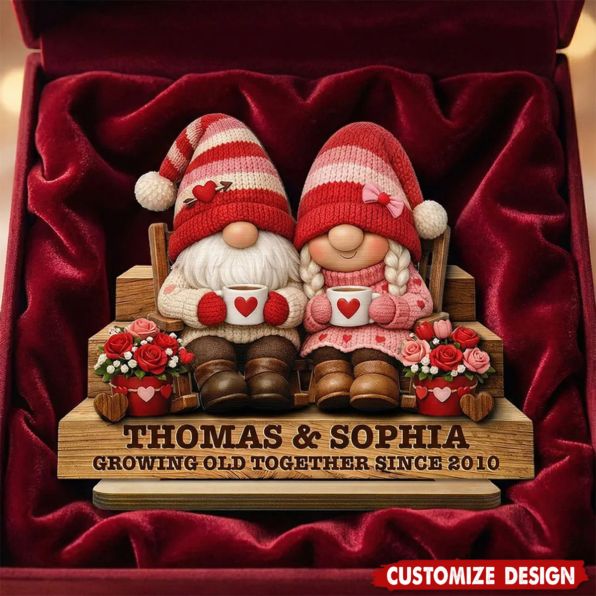 Personalized Wooden Couple Plaque - Everlasting Love Valentine Gift for Lovers